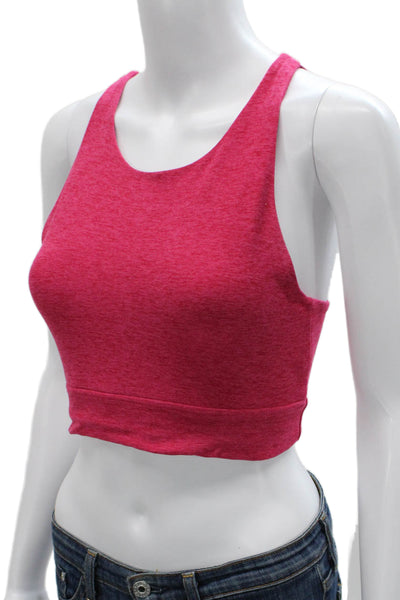 Beyond Yoga Womens Strappy Back High Neck Stretch Sports Bra Pink Size Small