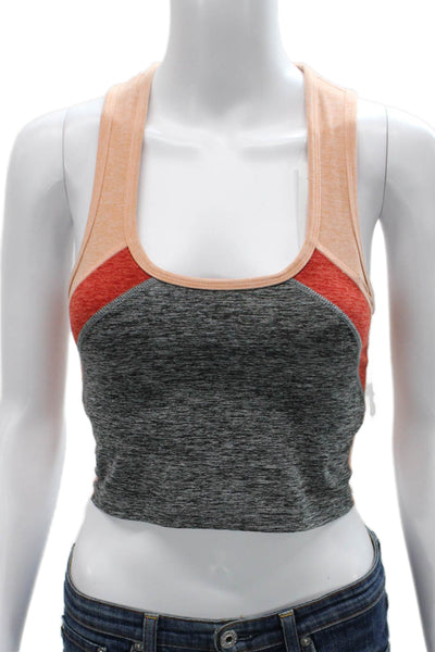 Beyond Yoga Womens Cropped Tank Gray Colorblock Scoop Neck Cotton Size XS