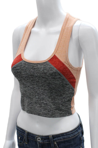 Beyond Yoga Womens Cropped Tank Gray Colorblock Scoop Neck Cotton Size XS