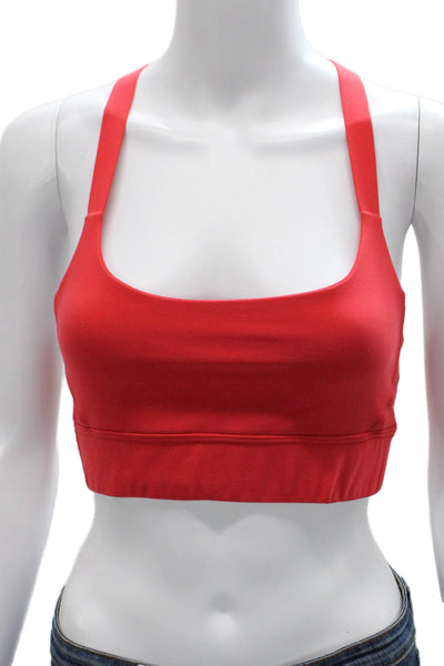 Beyond Yoga Womens Scoop Neck Stretch Knit Sports Bra Red Size Small