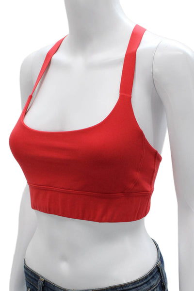 Beyond Yoga Womens Scoop Neck Stretch Knit Sports Bra Red Size Small