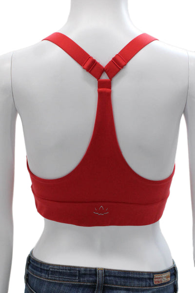 Beyond Yoga Womens Scoop Neck Stretch Knit Sports Bra Red Size Small