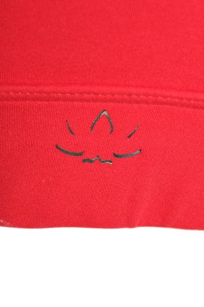 Beyond Yoga Womens Scoop Neck Stretch Knit Sports Bra Red Size Small