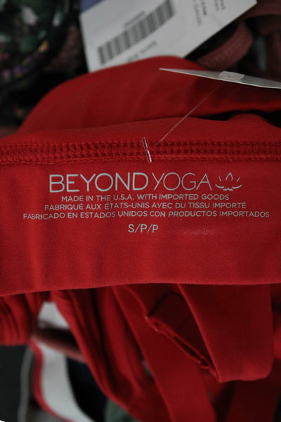 Beyond Yoga Womens Scoop Neck Stretch Knit Sports Bra Red Size Small