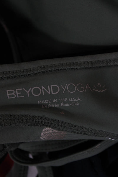 Beyond Yoga Womens Strappy V Neck Metallic Pineapple Sports Bra Green Size Small