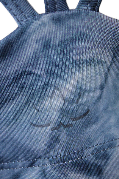 Beyond Yoga Womens Strappy Back V Neck Tie Dyed Sports Bra Blue Size Medium