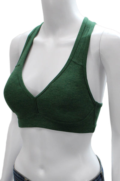 Beyond Yoga Womens Stretch Knit V Neck Sports Bra Green Size Extra Small