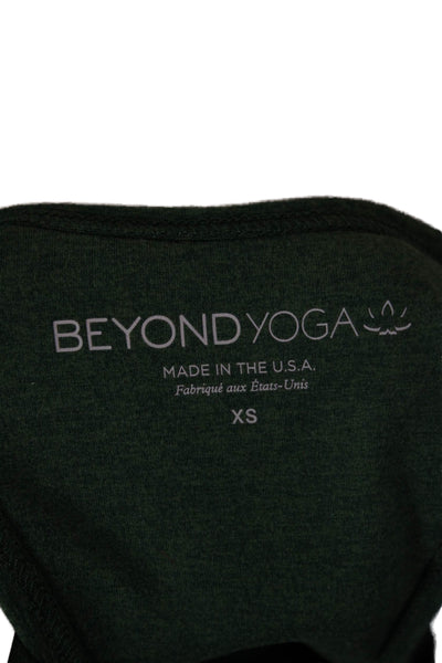 Beyond Yoga Womens Stretch Knit V Neck Sports Bra Green Size Extra Small