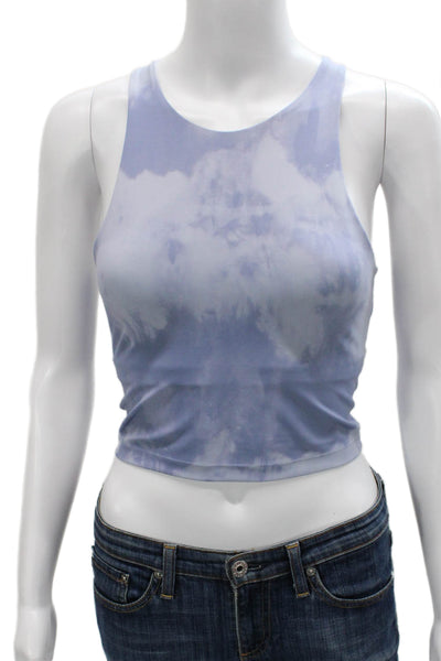 Beyond Yoga Womens Strappy Back Scoop Neck Tie Dyed Sports Bra Blue Size XS