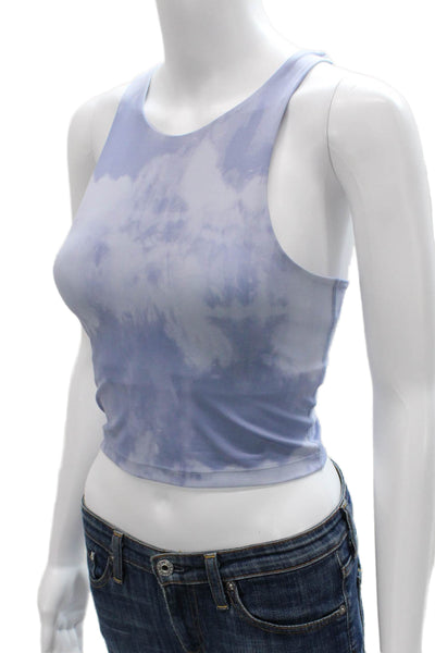 Beyond Yoga Womens Strappy Back Scoop Neck Tie Dyed Sports Bra Blue Size XS