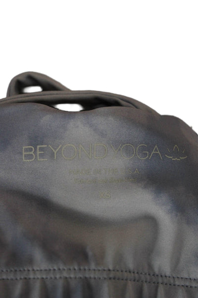 Beyond Yoga Womens Strappy Back Scoop Neck Tie Dyed Sports Bra Blue Size XS