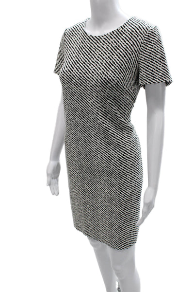 Calvin Klein Women Sheath Dress Black Striped Crew Neck Short Sleeve Size 10