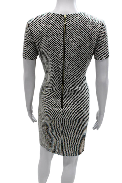 Calvin Klein Women Sheath Dress Black Striped Crew Neck Short Sleeve Size 10