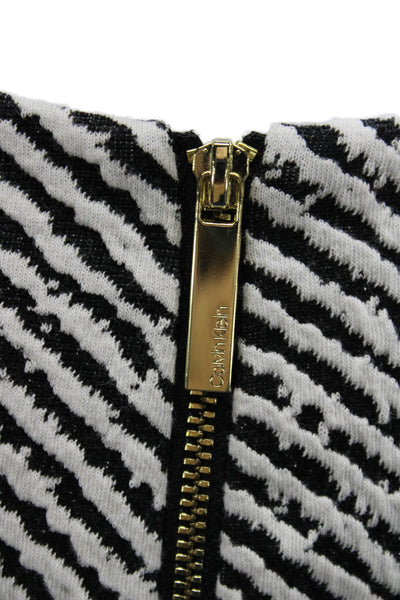 Calvin Klein Women Sheath Dress Black Striped Crew Neck Short Sleeve Size 10