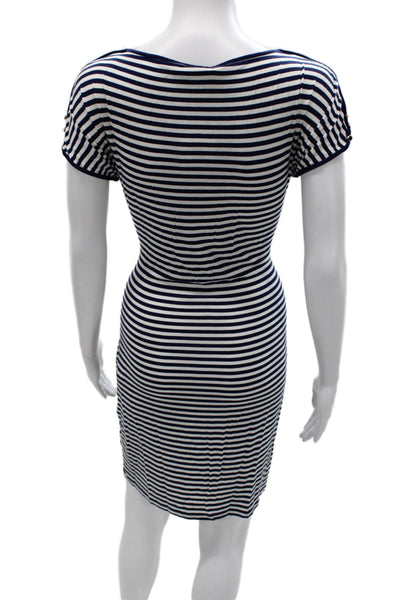 Calvin Klein Womens Sheath Dress Blue Cowl Neck Short Sleeve Rayon Size 8