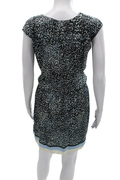 Max Studio Women Blouson Dress Black V-Neck Short Sleeve Knee Length Size M