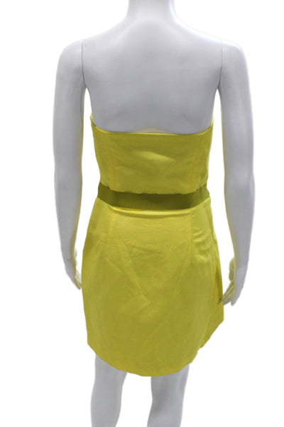 Badgley Mischka Womens Yellow Sweetheart Mini Dress Cotton Sleeveless Size 6