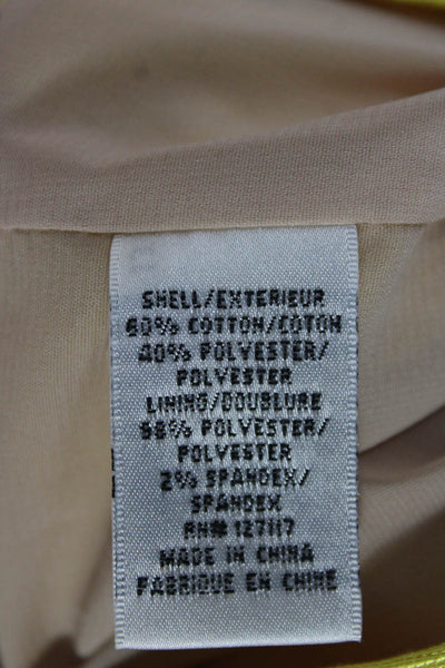 Badgley Mischka Womens Yellow Sweetheart Mini Dress Cotton Sleeveless Size 6