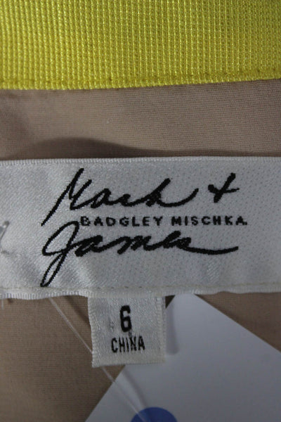 Badgley Mischka Womens Yellow Sweetheart Mini Dress Cotton Sleeveless Size 6
