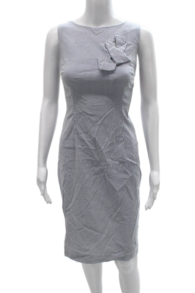 Calvin Klein Womens Sheath Blue Striped Sleeveless Dress Boatneck Size 10