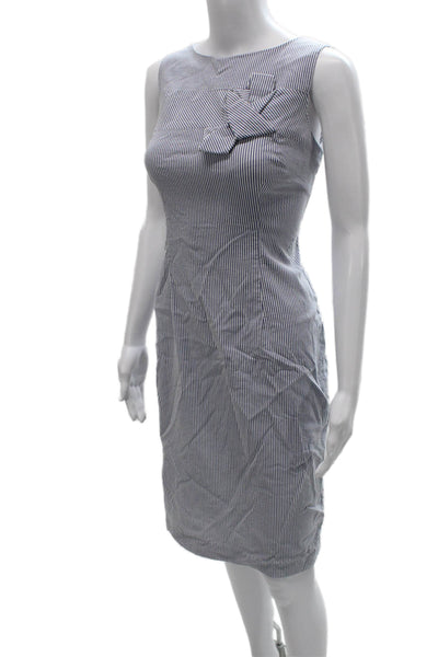 Calvin Klein Womens Sheath Blue Striped Sleeveless Dress Boatneck Size 10