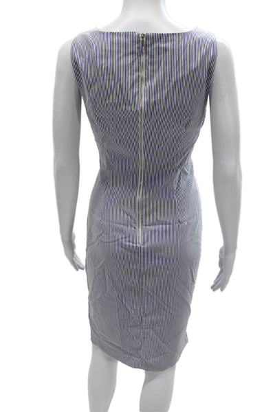 Calvin Klein Womens Sheath Blue Striped Sleeveless Dress Boatneck Size 10