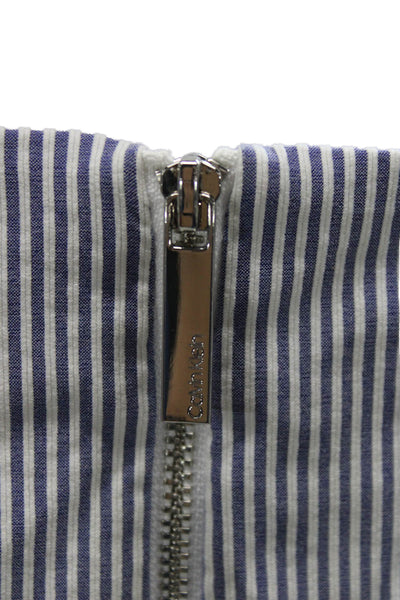 Calvin Klein Womens Sheath Blue Striped Sleeveless Dress Boatneck Size 10