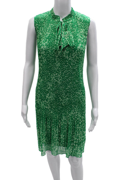 DKNY Women Green Shift Dress Sleeveless High Neck Knee Length Size 6