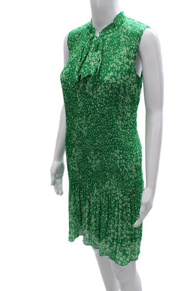 DKNY Women Green Shift Dress Sleeveless High Neck Knee Length Size 6