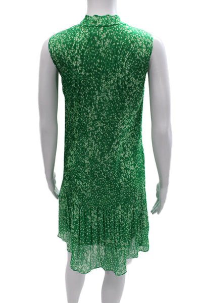 DKNY Women Green Shift Dress Sleeveless High Neck Knee Length Size 6