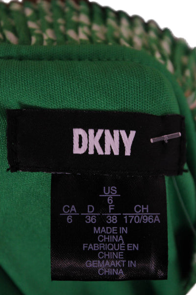 DKNY Women Green Shift Dress Sleeveless High Neck Knee Length Size 6