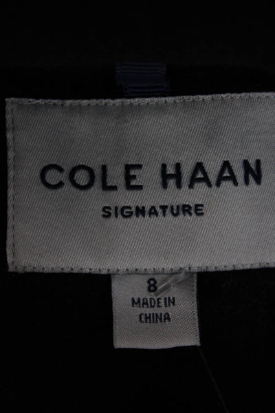 Cole Haan Womens Black Wool Blend Overcoat Button Long Sleeve Size 8