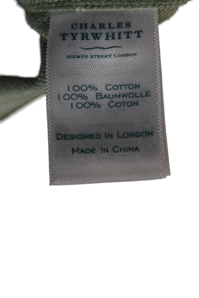 Charles Tyrwhitt Mens Cotton Printed Slim Fit Button Down Shirt Green Size L