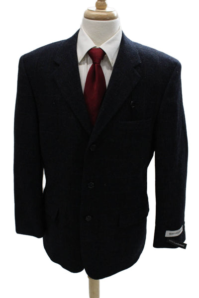 Bert Pulitzer Mens Blazer Blue Herringbone Lambswool Size 42