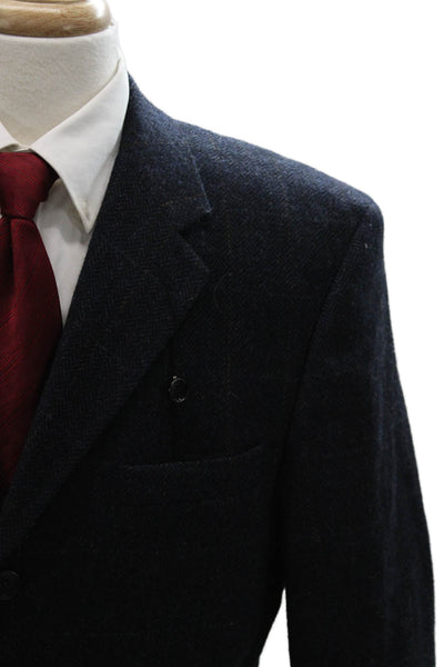 Bert Pulitzer Mens Blazer Blue Herringbone Lambswool Size 42