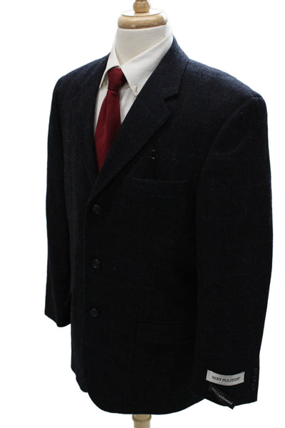 Bert Pulitzer Mens Blazer Blue Herringbone Lambswool Size 42