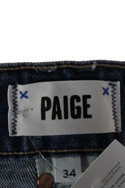 Paige Women Wide-Leg Jeans Blue High Rise Cotton Blend Inseam 28 Size 34