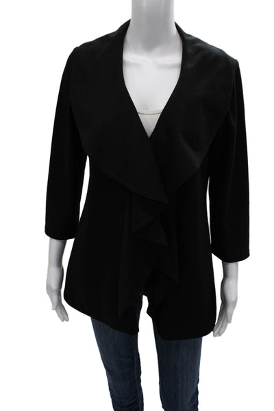 Calvin Klein Women Black V Neck 3/4 Sleeve Cardigan Polyester Size 4