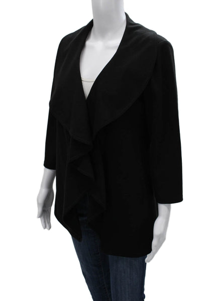 Calvin Klein Women Black V Neck 3/4 Sleeve Cardigan Polyester Size 4