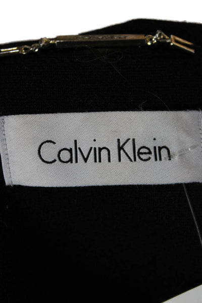 Calvin Klein Women Black V Neck 3/4 Sleeve Cardigan Polyester Size 4