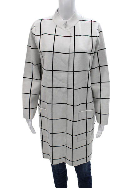Tahari Women Multicolor Check Rayon Collared Cardigan Long Sleeve Size 1X