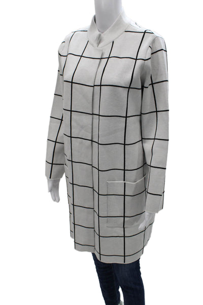 Tahari Women Multicolor Check Rayon Collared Cardigan Long Sleeve Size 1X