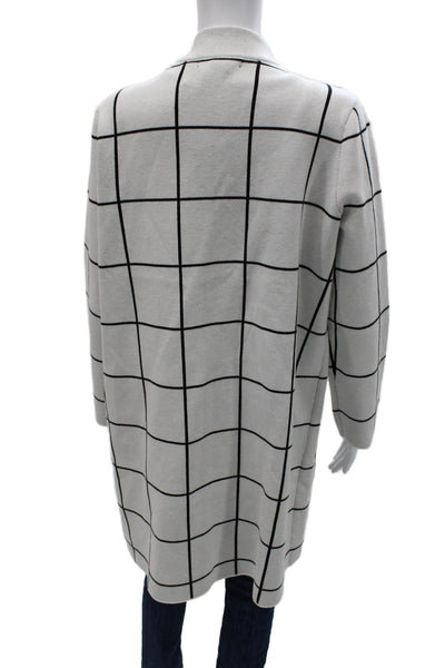 Tahari Women Multicolor Check Rayon Collared Cardigan Long Sleeve Size 1X