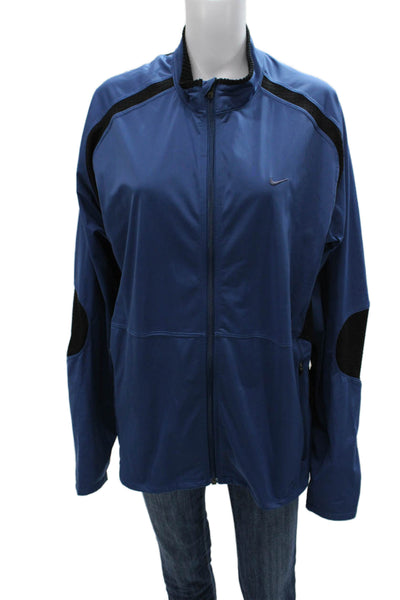 Nike Mens Blue Track Jacket Polyester Long Sleeve Size L