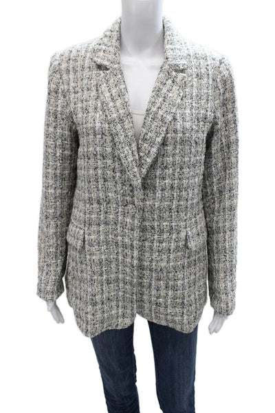 Rachel Zoe Women Basic Jacket Multicolor Polyester Checked Long Sleeve Size 8