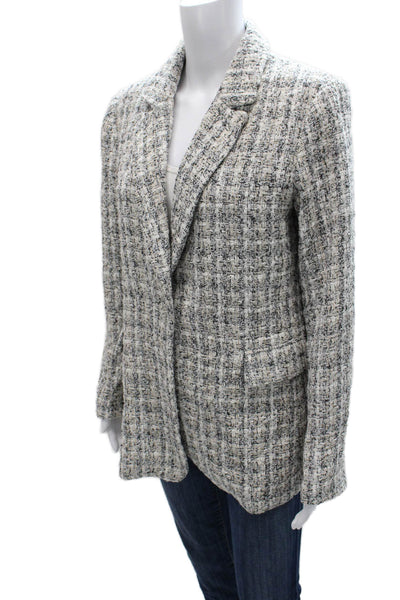 Rachel Zoe Women Basic Jacket Multicolor Polyester Checked Long Sleeve Size 8