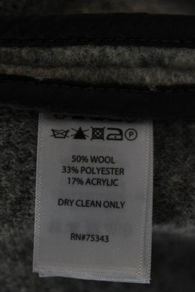 Max Studio Women Sleeveless Striped Wool Collared Vest Sweater Gray Size M