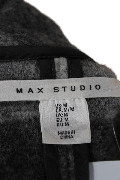 Max Studio Women Sleeveless Striped Wool Collared Vest Sweater Gray Size M