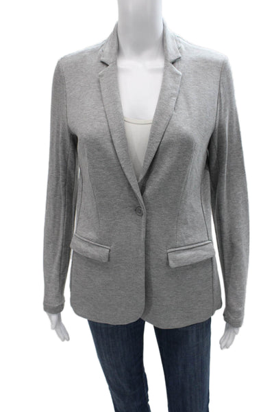 Magaschoni Women Gray Rayon Button Long Sleeve Basic Jacket Size M