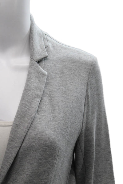 Magaschoni Women Gray Rayon Button Long Sleeve Basic Jacket Size M